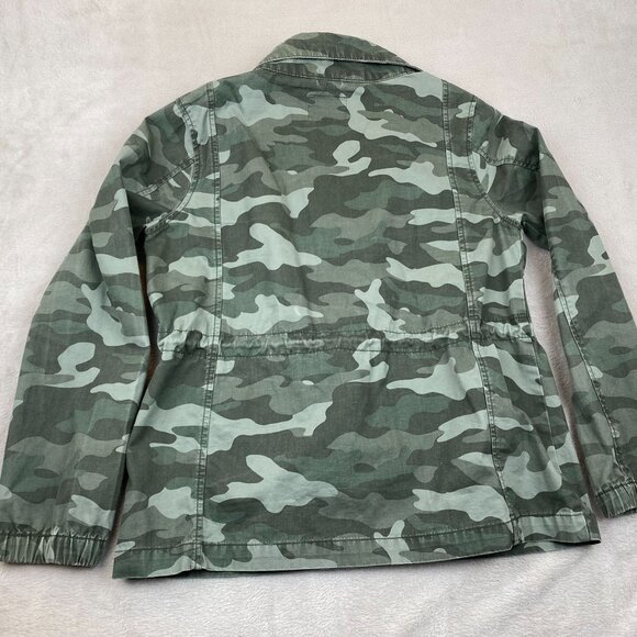 Old Navy Womens Camouflage Utility Jacket Medium Green Classic Elastic Waist - Picture 7 of 7
